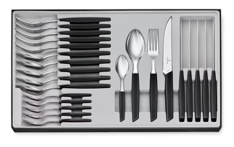 Victorinox Swiss Modern Príborová sada so steakovými nožmi - 24 ks - čierna